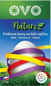  OVO® NATURE 3 barvy  - žlutá, karmínová, fialová  3 přírodní barvy na velikonoční vajíčka – žlutá, karmínová, fialová